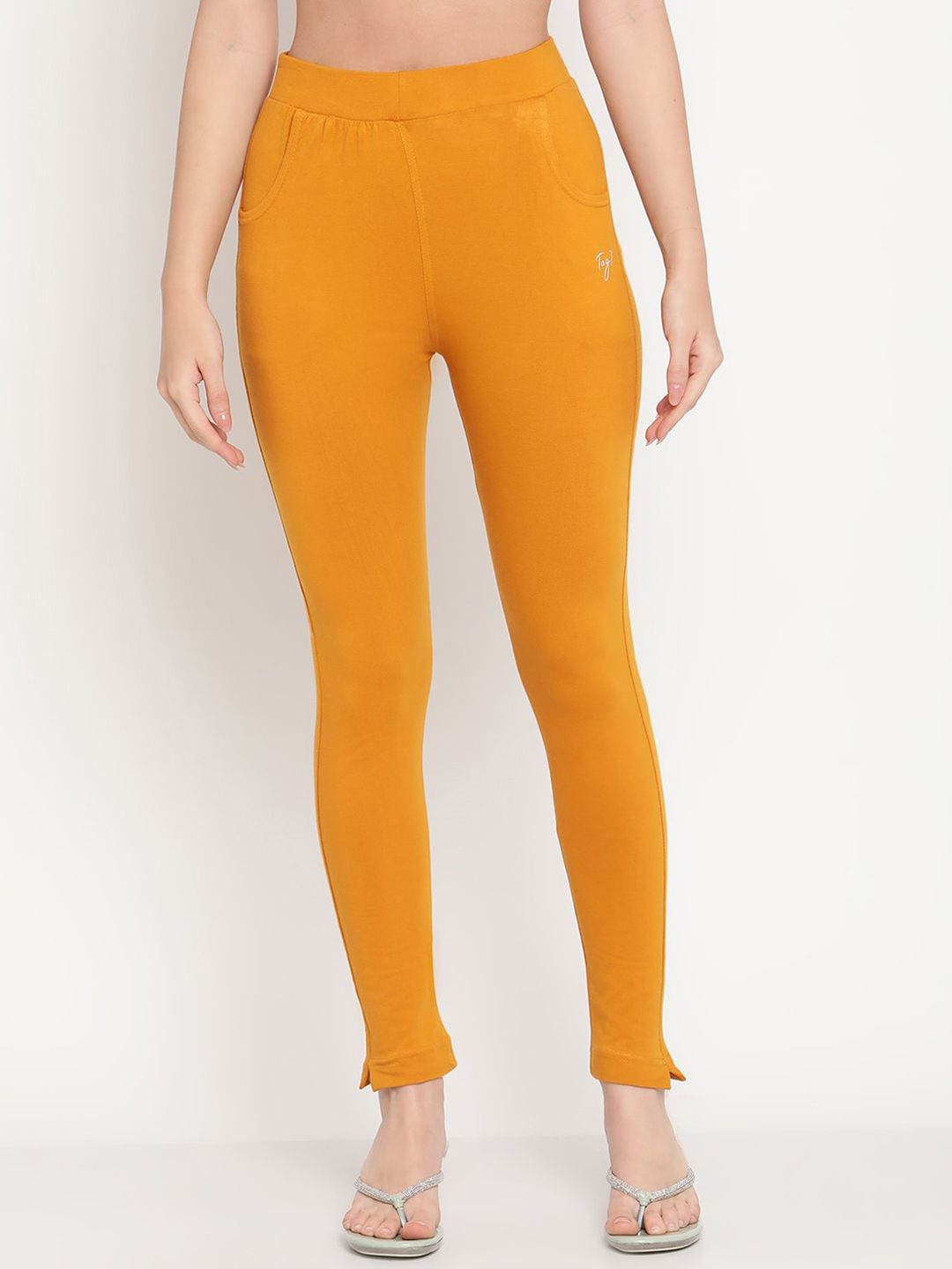TAG 7 Pack of 2 Green & Mustard Yellow Ankle-Length Leggings | Grocsy