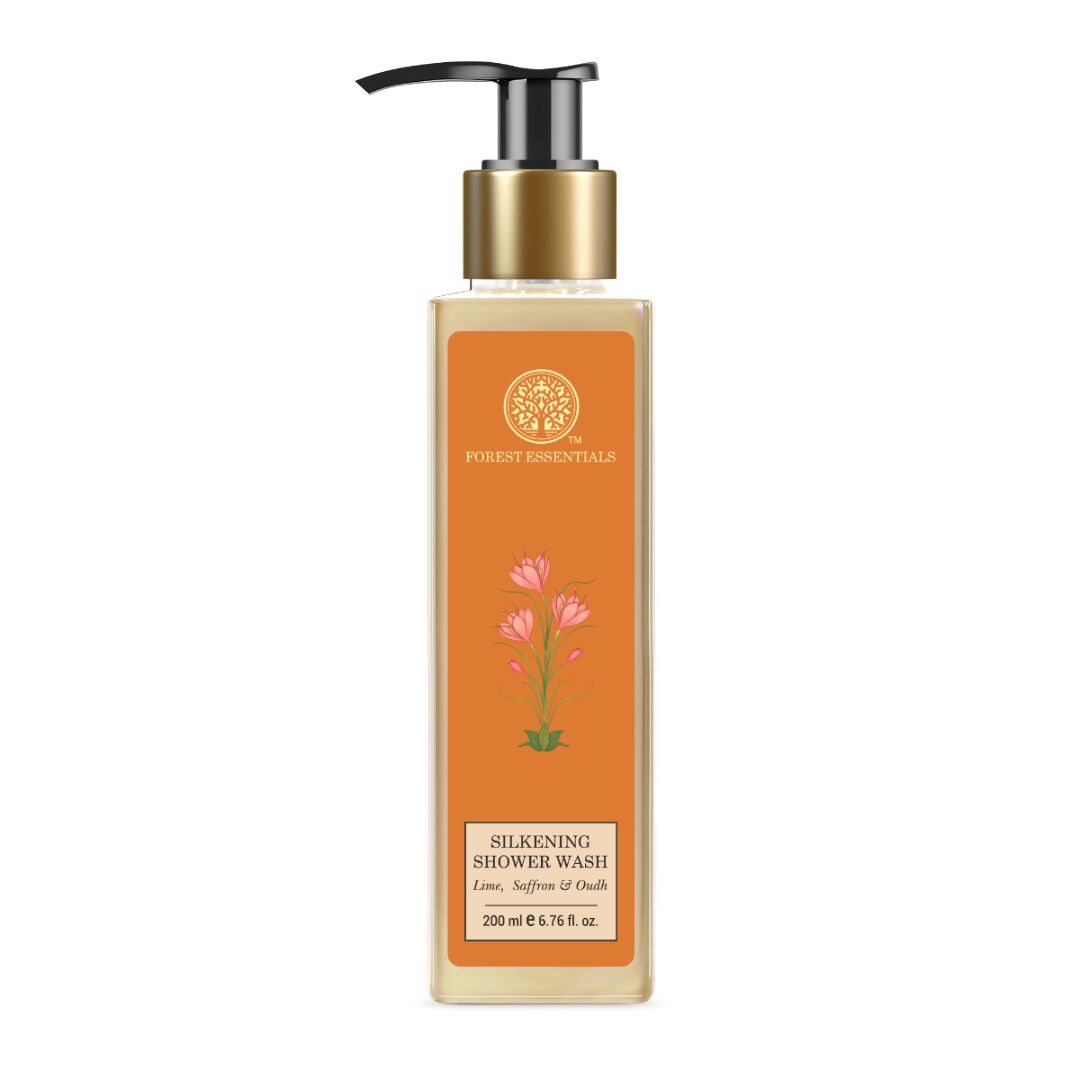 Forest Essentials Silkening Shower Wash Lime Saffron & Oudh | Grocsy
