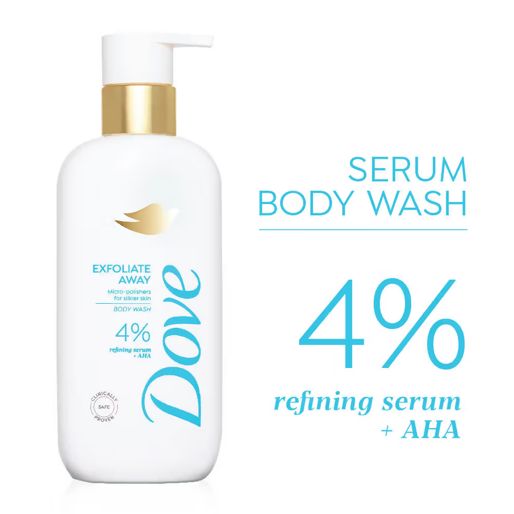 Dove Glow Recharge Exfoliating & Exfoliate Away Serum Body Wash Combo | Grocsy