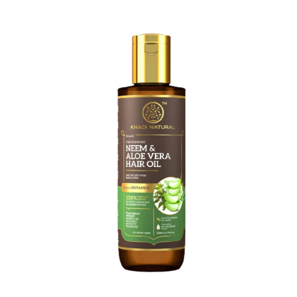Khadi Natural Neem & Aloe Vera Hair Oil With Wheat Germ | Grocsy