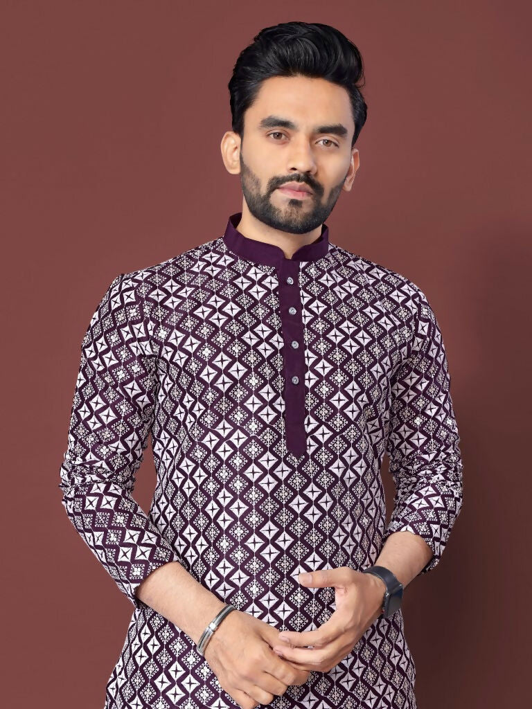 Indian Men's Kurta Pajama Set for Party Wear by Infinity Export | Grocsy