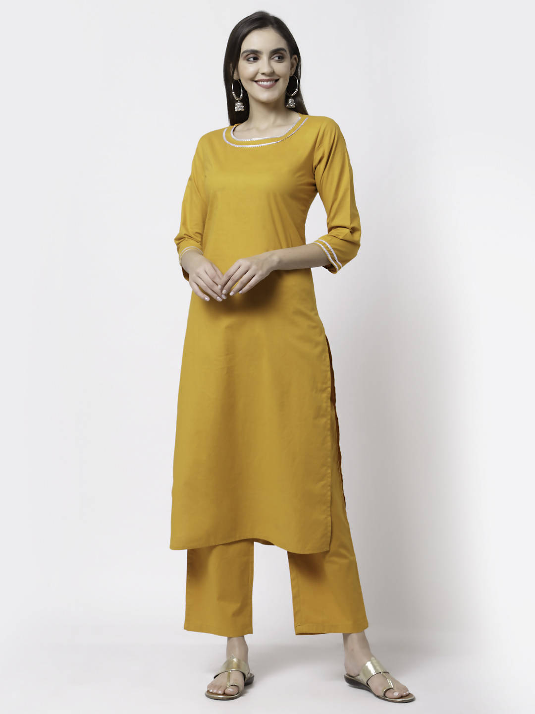 Myshka Trendy Women's Cotton Round Neck Casual Kurta Pant Dupatta Set | Grocsy
