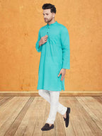 Even Apparels Men's Pure Cotton Green Kurta | Grocsy