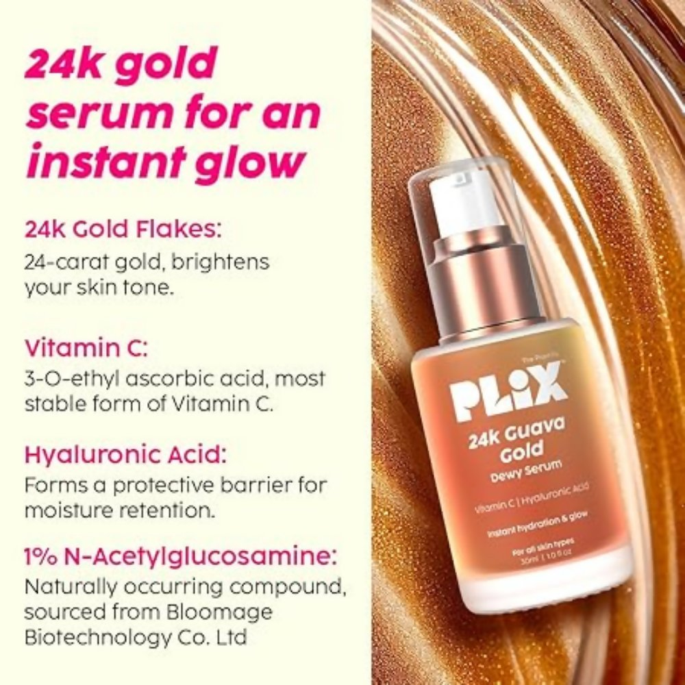 PLIX The Plant Fix Guava Glowy Kit With 24K Gold Dewy Serum & SPF 20 Moisturizer | Grocsy