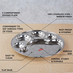 Sumeet Stainless Steel Round 5 in 1 Compartment Lunch/Dinner Plate - Big | Grocsy