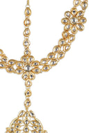 Gold-Polished White Kundan-Studded Pearl Beaded Matha Patti - Ruby Raang | Grocsy
