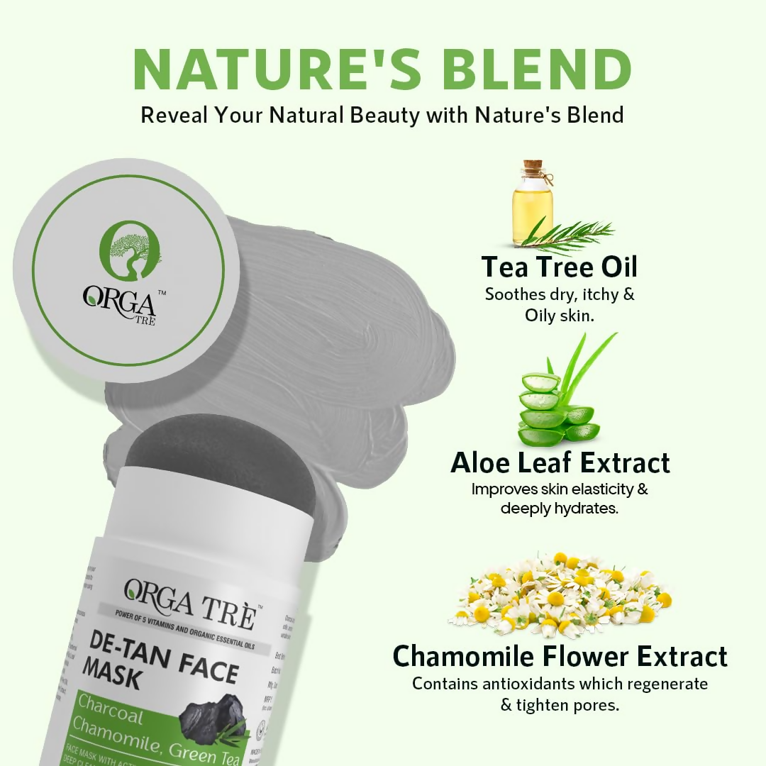 Orgatre Detan Face Mask Stick For Men & Women With Green Tea Chamomile For Tan | Grocsy