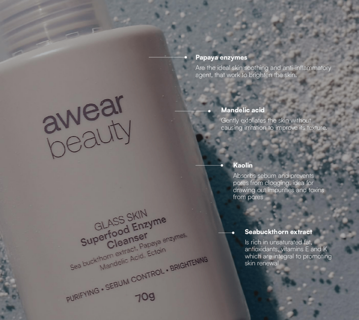 Awear Beauty Glass Skin Superfood Enzyme Cleanser | Grocsy