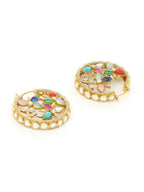 Navratan Round Earrings - Ruby Raang | Grocsy