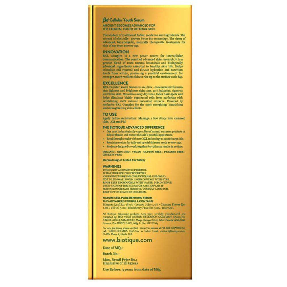 Biotique Advanced Organics Anti-Age BXL Cellular Youth Serum | Grocsy