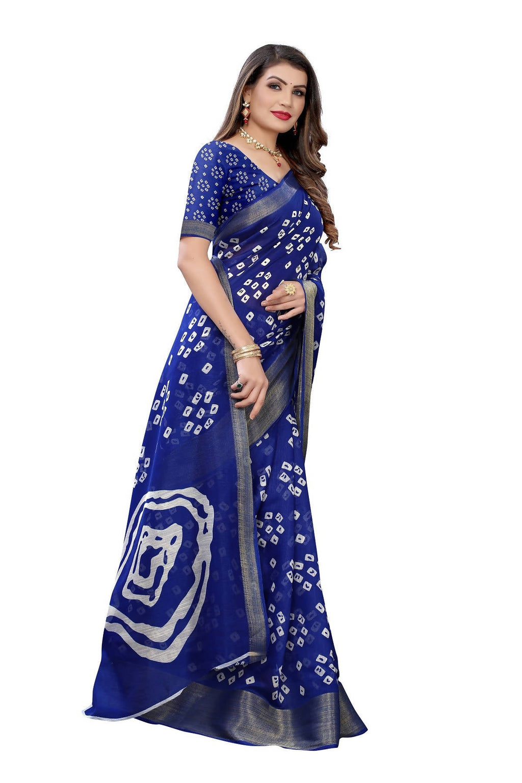 Vamika Beautiful Blue Linen Jari Border Saree (RADHIKA BLUE) | Grocsy