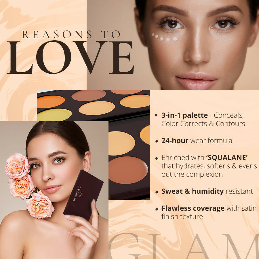 Colorbar 24Hrs Wear Concealer Palette Light-Medium | Grocsy