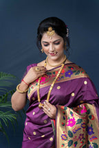Jyoti Fashion Women's Wine Paithani Silk Zari Woven Saree with Blouse | Grocsy