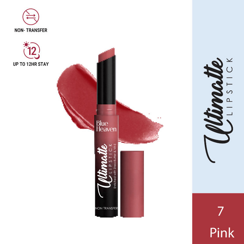 Blue Heaven Ultimatte NonTransfer Long Lasting Lipstick - 07 Pink | Grocsy