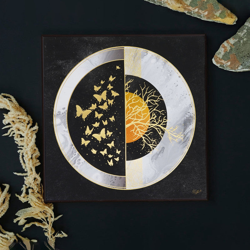 Tehzeeb Creations Golden Embossed Wall Painting | Grocsy
