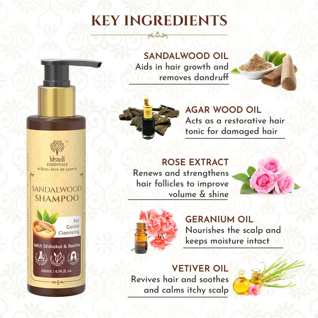 Khadi Essentials Sandalwood Shampoo | Grocsy
