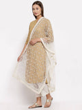 Myshka Women's Beautiful White Net Solid Casual Dupatta | Grocsy