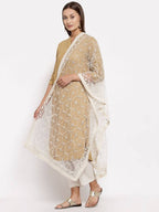 Myshka Women's Beautiful White Net Solid Casual Dupatta | Grocsy