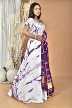 Morchari Women Tai Dai And Hand Embroidery Lehenga-Purple | Grocsy