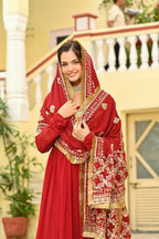 Joban Fashion Red Georgette Sequence Embroidery Work Kurta Set | Grocsy