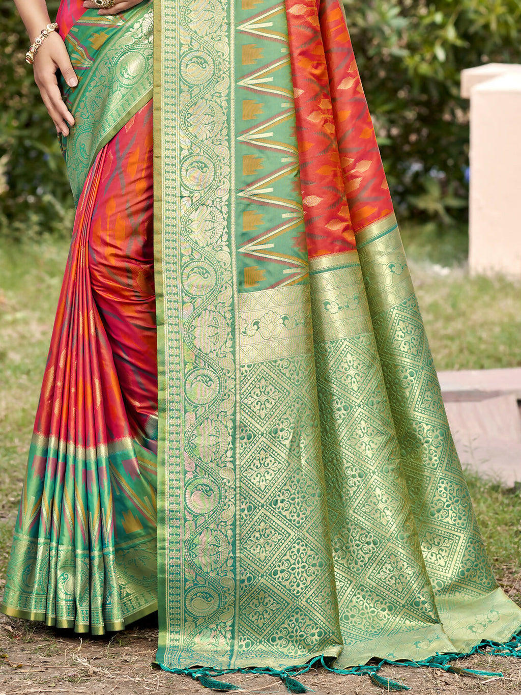 Shree Shyam Fashion Mustard Pochampally Silk Saree | Grocsy
