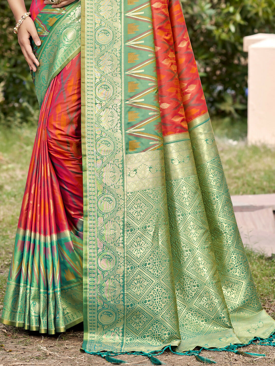 Shree Shyam Fashion Mustard Pochampally Silk Saree | Grocsy