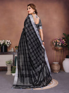 Anaita Black Weaving Linen Cotton Saree With Blouse | Grocsy