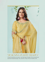 Mustard Silk Georgette Solid Saree With Unstitched Blouse Piece - Norita Ikshita | Grocsy