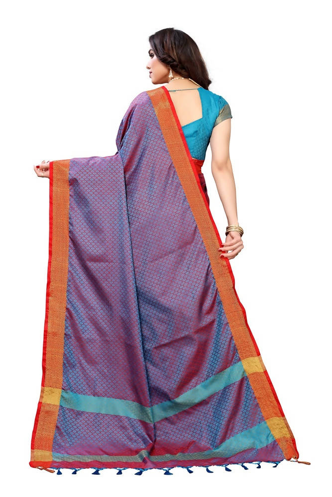 Vamika Banarasi Jacquard Weaving Rama Green Saree | Grocsy