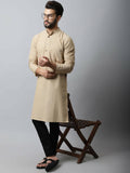 Even Apparels Beige Color Pure Cotton Men's Kurta With Band Collar (SLD1196) | Grocsy