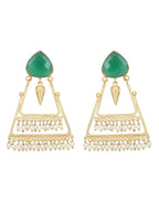 Joban Fashion Women Green Stone Matte Gold Earrings | Grocsy