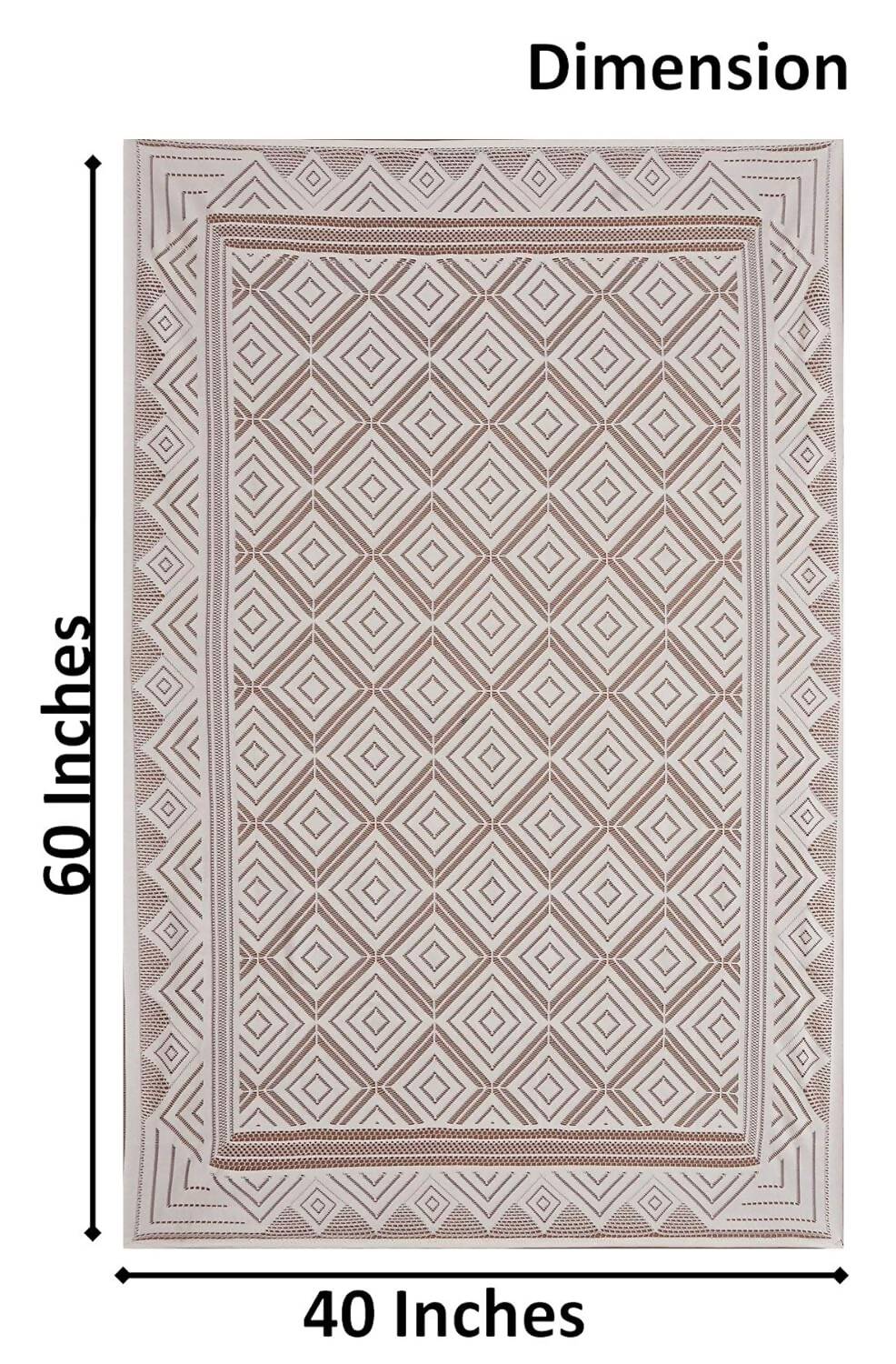 Yellow Weaves Cotton Geometric Designer Net Rectangular Center 4 Seater Table Cover - Off White | Grocsy