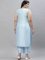 Sztori Plus Size Printed Gotta Patti Straight Kurta with Palazzos | Grocsy