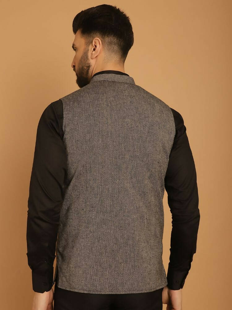 Even Apparels Pure Wool Nehru Jacket - Grey | Grocsy