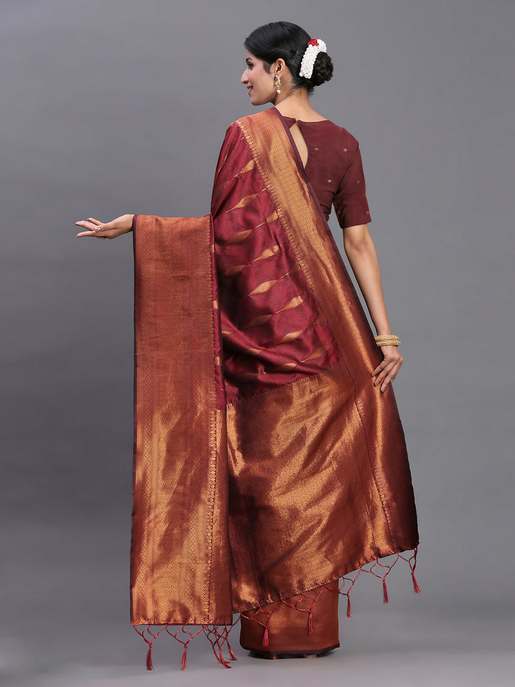 Shree Shyam Fashion Silk Maroon Saree | Grocsy