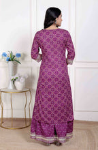 Miravan Women Cotton Magenta gota work Kurta with Flared Palazzo | Grocsy