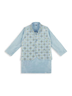 Joban Fashion Kids Island stylish Tikli work Nehru Jacket Full Sleeves Kurta, Pyjama Set - Sky Blue | Grocsy