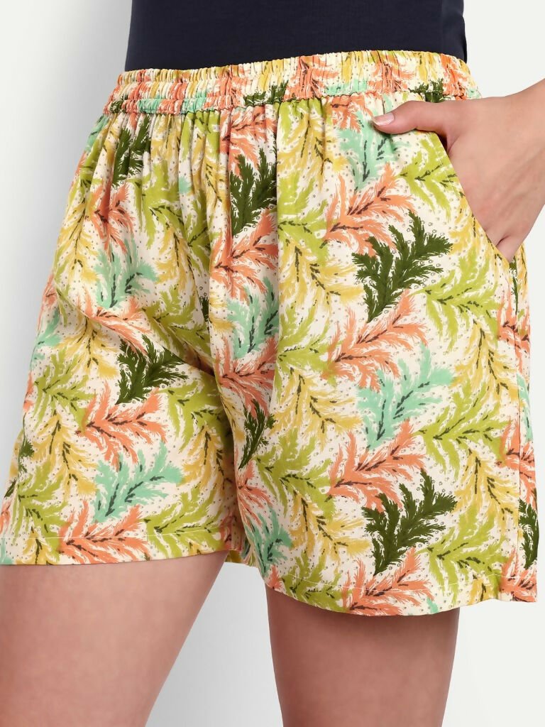 Alvano Printed Blue, Yellow Boxer Shorts, Night Shorts, Regular Shorts, Bermuda Shorts | Grocsy
