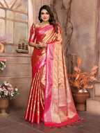 Anaita Orange Tissue Silk With Zari Weaving Saree With Blouse | Grocsy