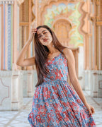 Designer Partywear Printed Blue Pure Maslin Gown - Anbazaar | Grocsy