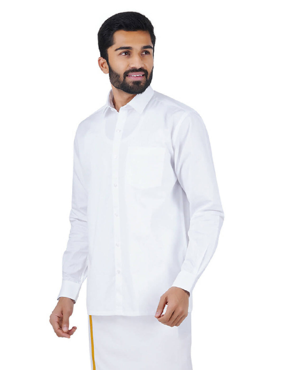 Ramraj Cotton Mens Full Sleeve Formal 100 % Cotton White Shirt | Grocsy