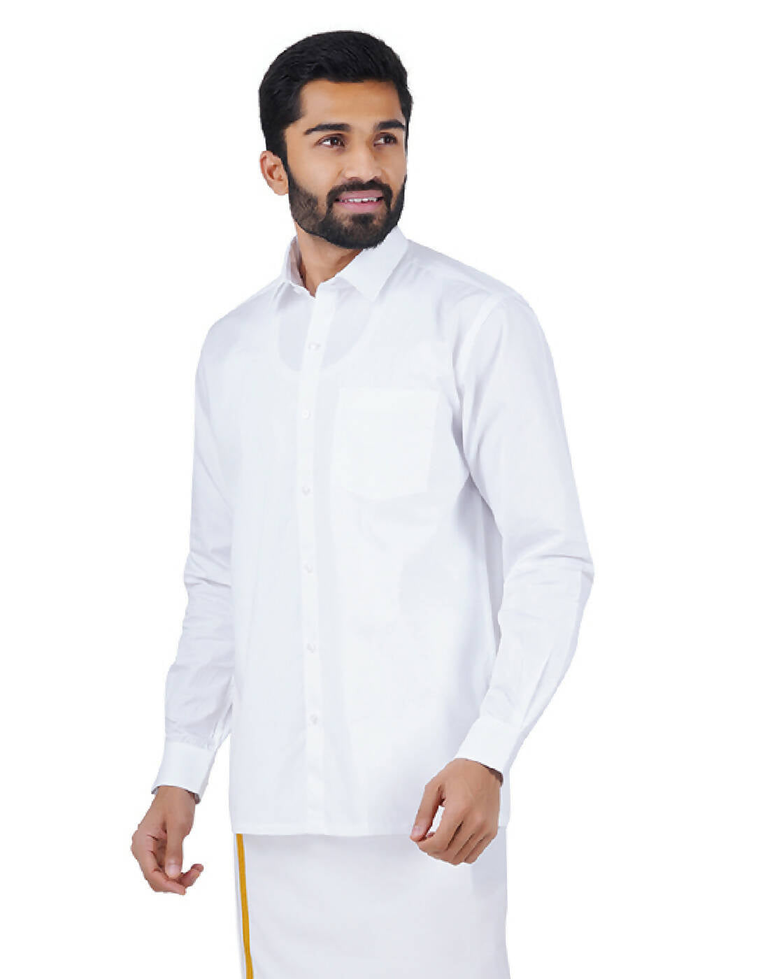 Ramraj Cotton Mens Full Sleeve Formal 100 % Cotton White Shirt | Grocsy