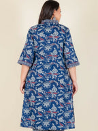 Aramya Blue Soft Cotton Floral Straight Kurta for Women | Grocsy