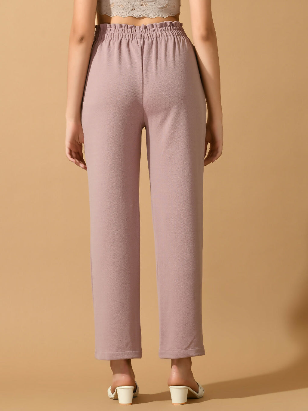 Myshka Women's Lavender Straight Fit Party Trouser | Grocsy