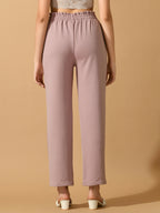 Myshka Women's Lavender Straight Fit Party Trouser | Grocsy