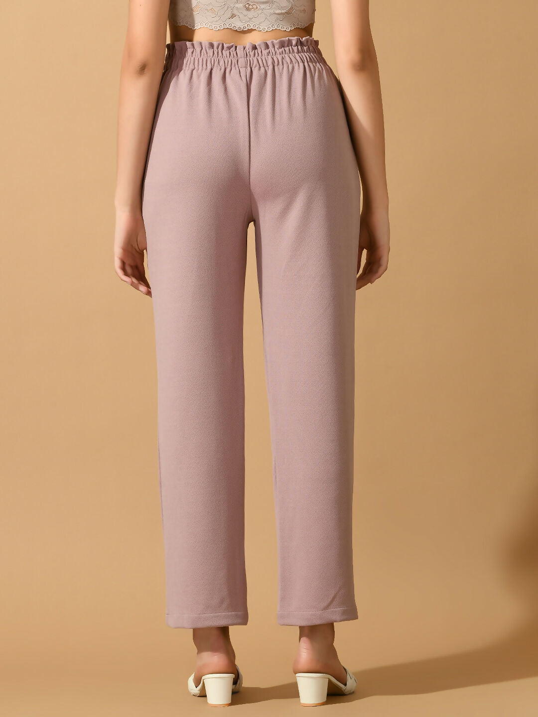 Myshka Women's Lavender Straight Fit Party Trouser | Grocsy