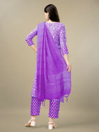 Jyoti Fashion Women's Purple Rayon Embroidery & Sequence work Kurta with Trouser & Dupatta | Grocsy