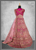 Pink Velvet Zardosi Work With Pure Mirror Work Lehenga Choli - Nimaya Tyohar | Grocsy