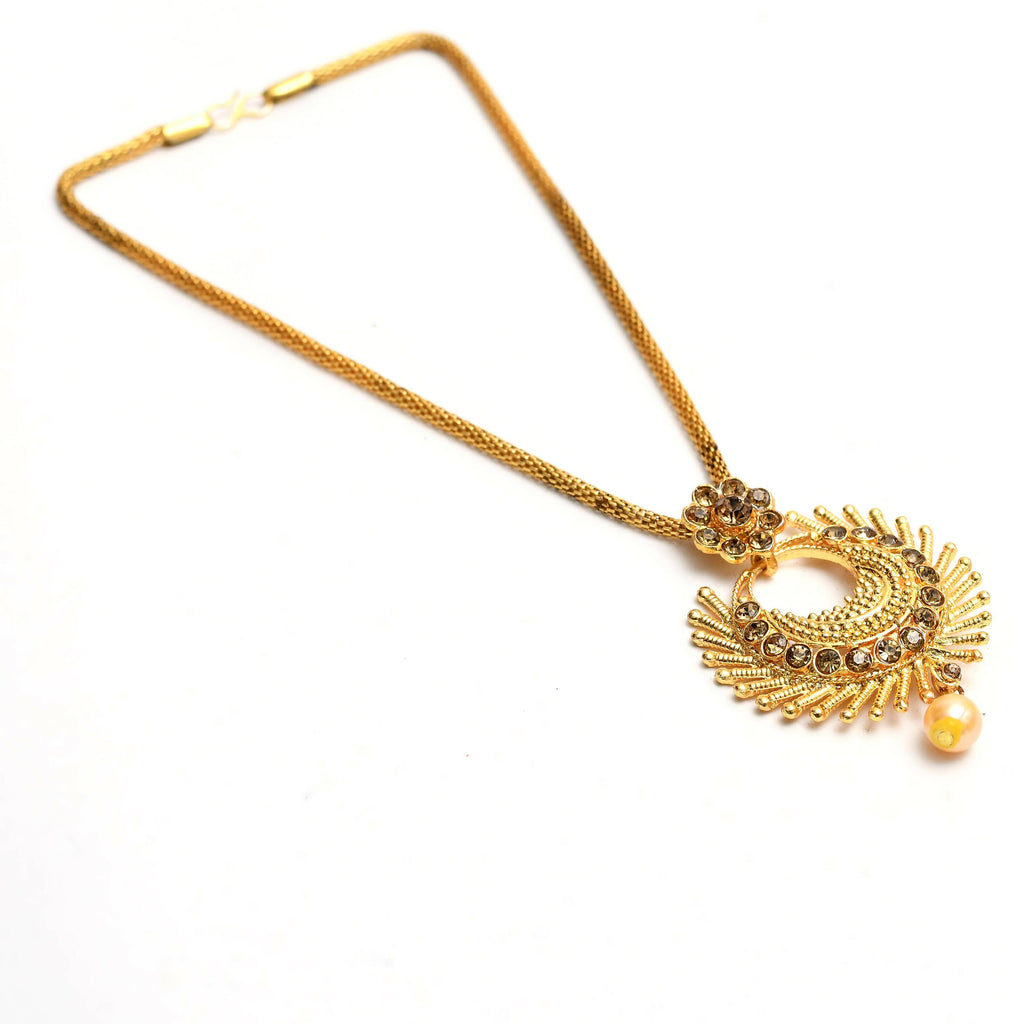 Mominos Fashion Johar Kamal Gold-Polished Brass Finish Long Necklace For Women (Golden) | Grocsy