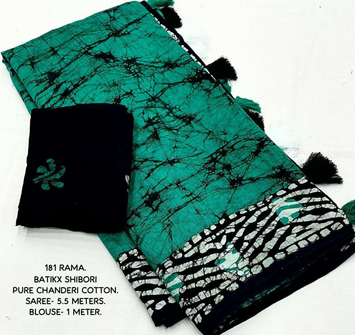 Arfa Fashion House Rama Pure Chanderi Cotton Batik Printed Saree | Grocsy